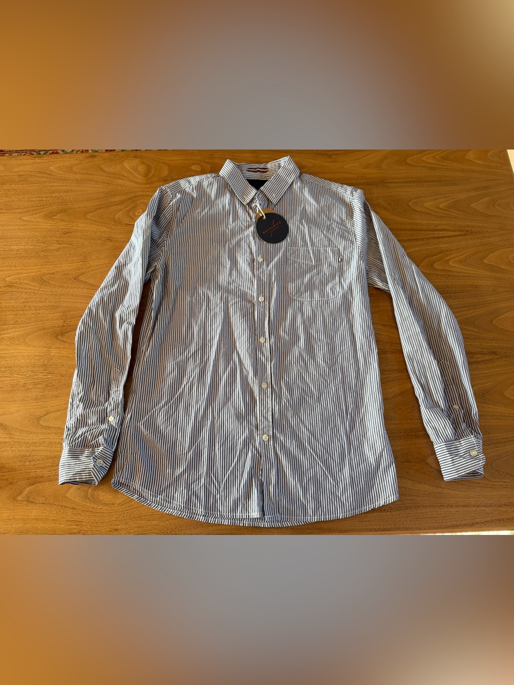 NWT Brunswick Men's Blue Striped Button-Front Long Sleeve Shirt size S